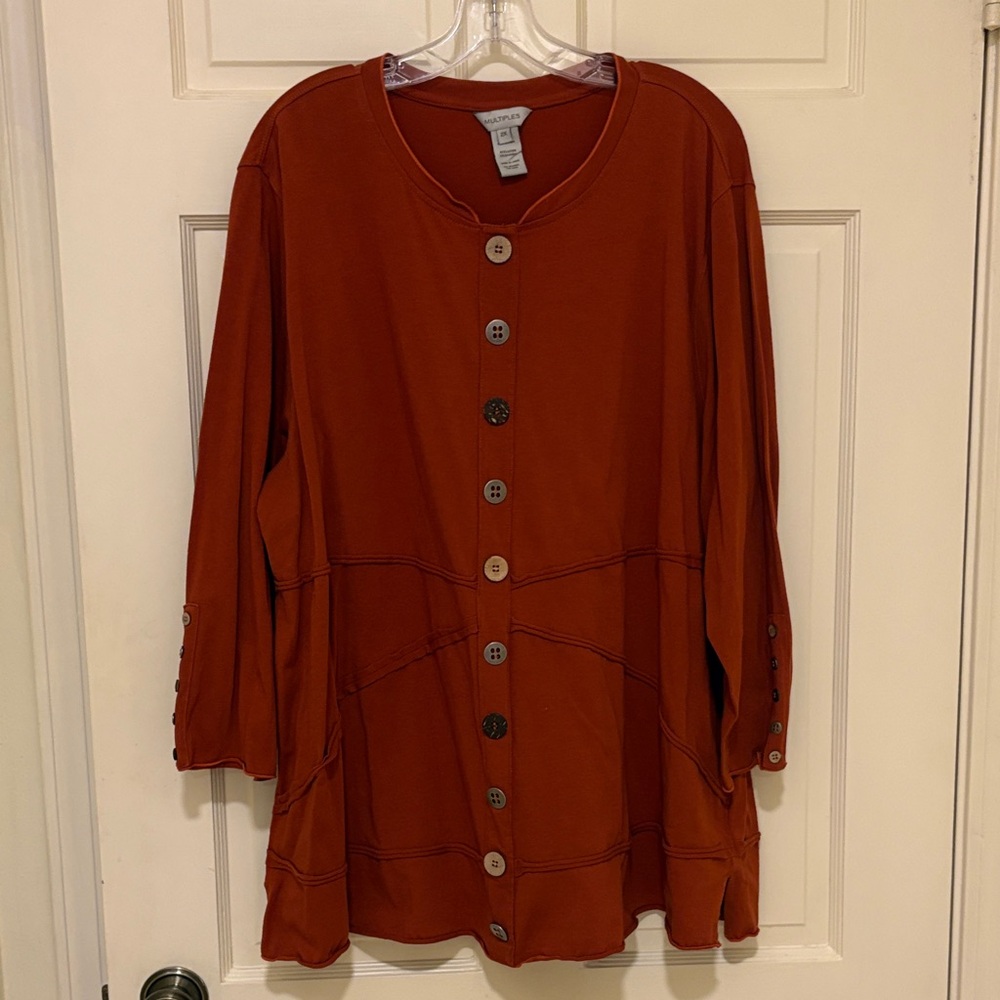 Multiples Burnt Orange Button-Up To